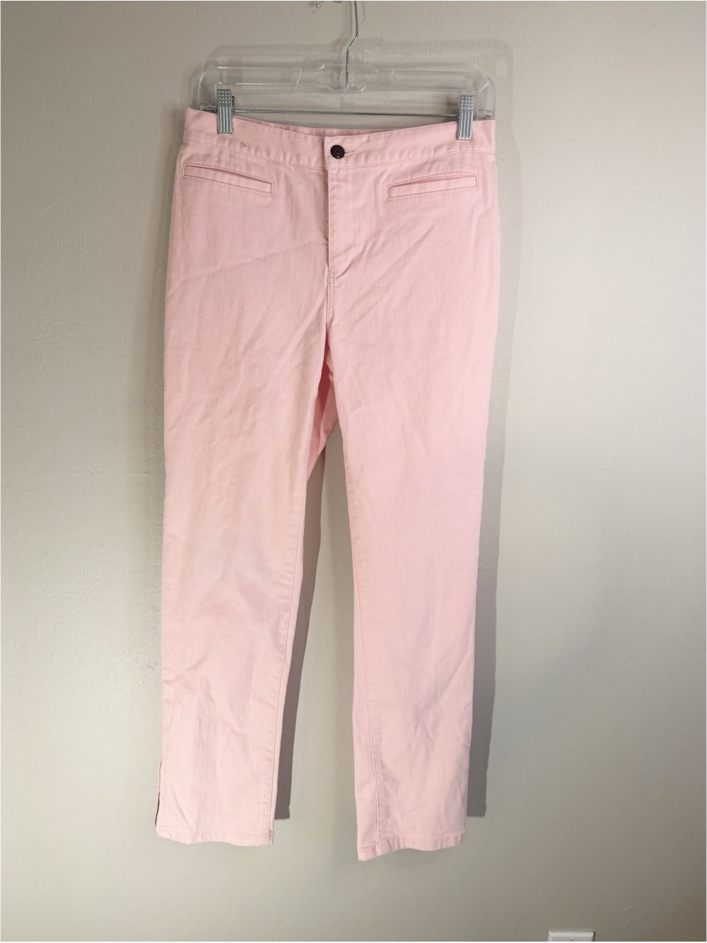 RALPH LAUREN JEANS Women's Pink Stretch Cotton Jeans Pants Ankle Zippers Size 4.